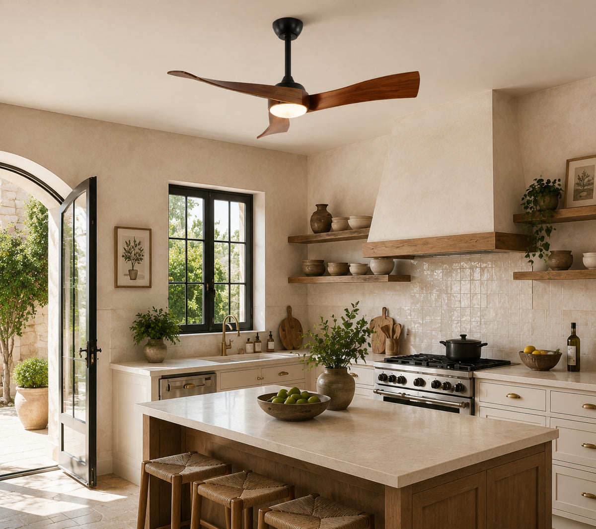 Noce | Walnut-Look Ceiling Fan With LED Light