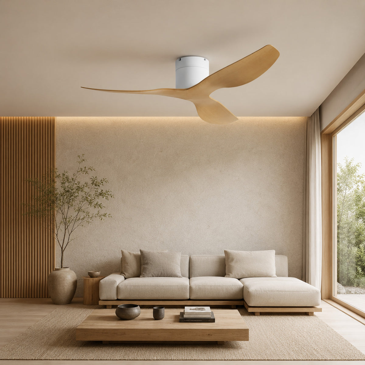 Plana Clara | Low Profile Ceiling Fan, Timber-Look