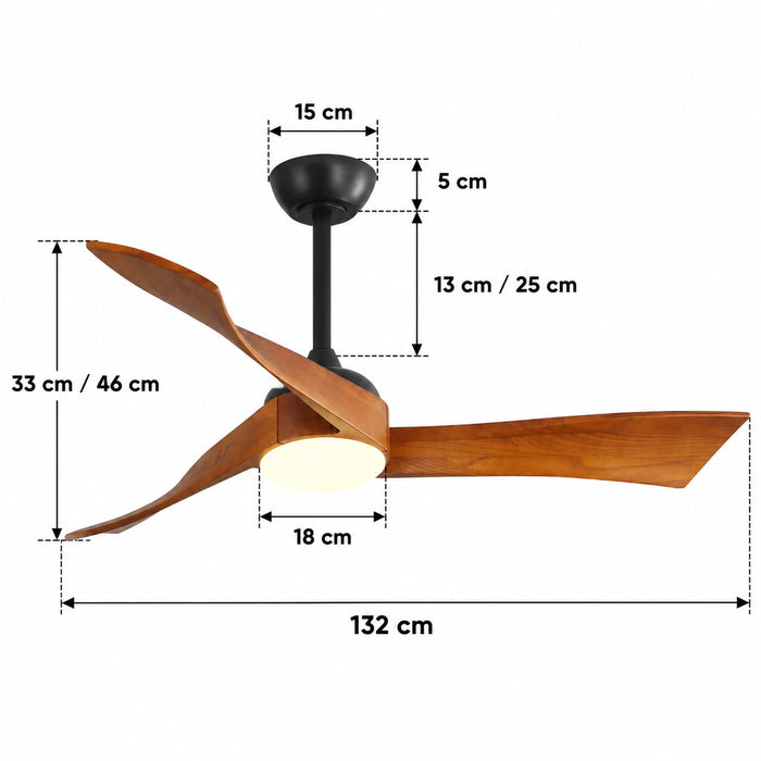 Noce | Walnut-Look Ceiling Fan With LED Light 7