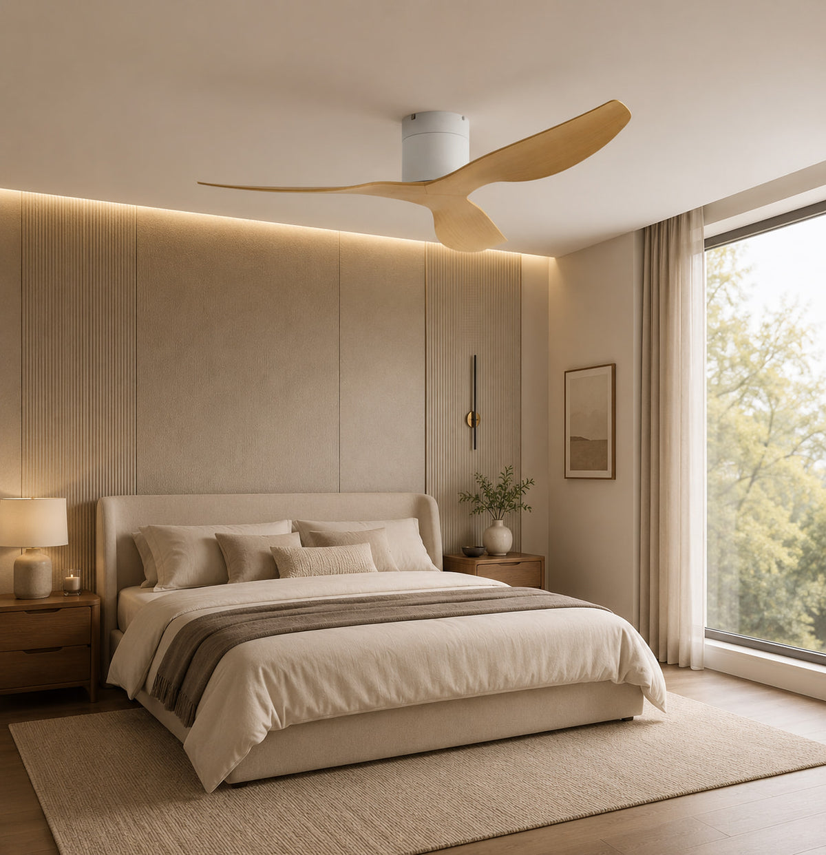 Plana Clara | Low Profile Ceiling Fan, Timber-Look