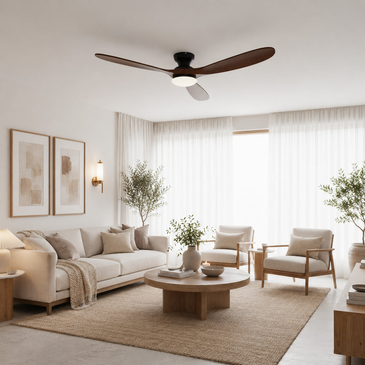 Ebano | Dark Solid Timber Ceiling Fan With LED Light