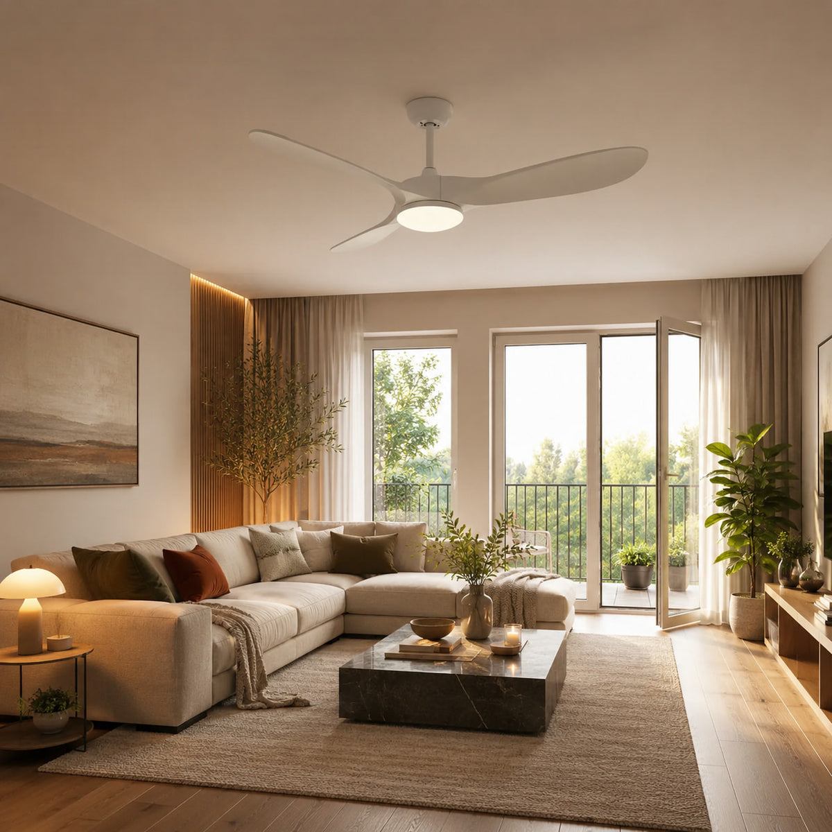 Neve | Vintage White Ceiling Fan With LED Light