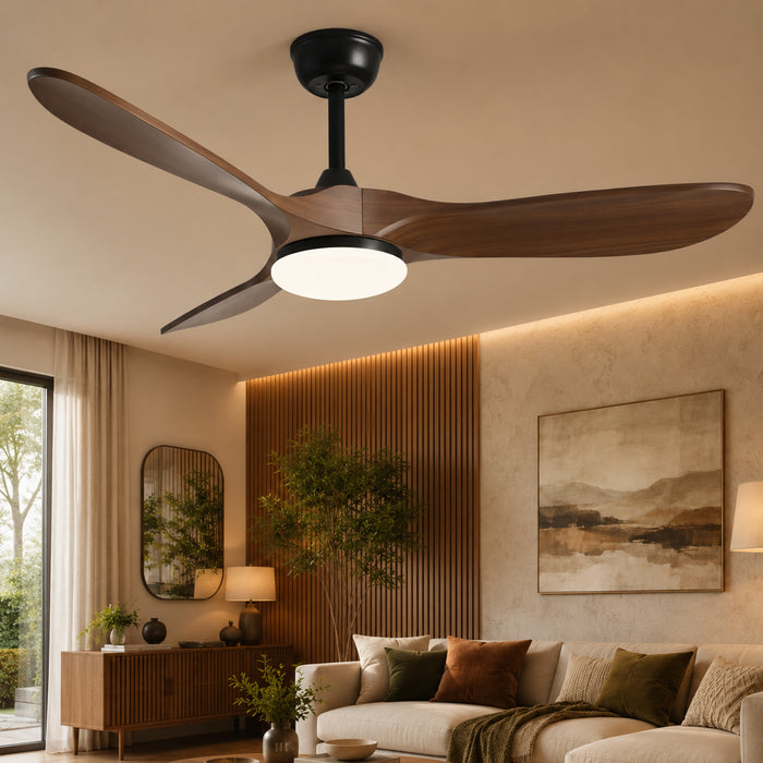 Ombra | Vintage Black & Dark Timber-Look Ceiling Fan 3