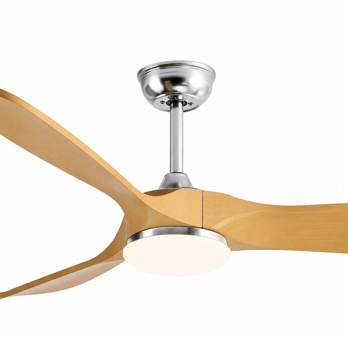 Lume | Vintage Chrome & Timber-Look Ceiling Fan 4