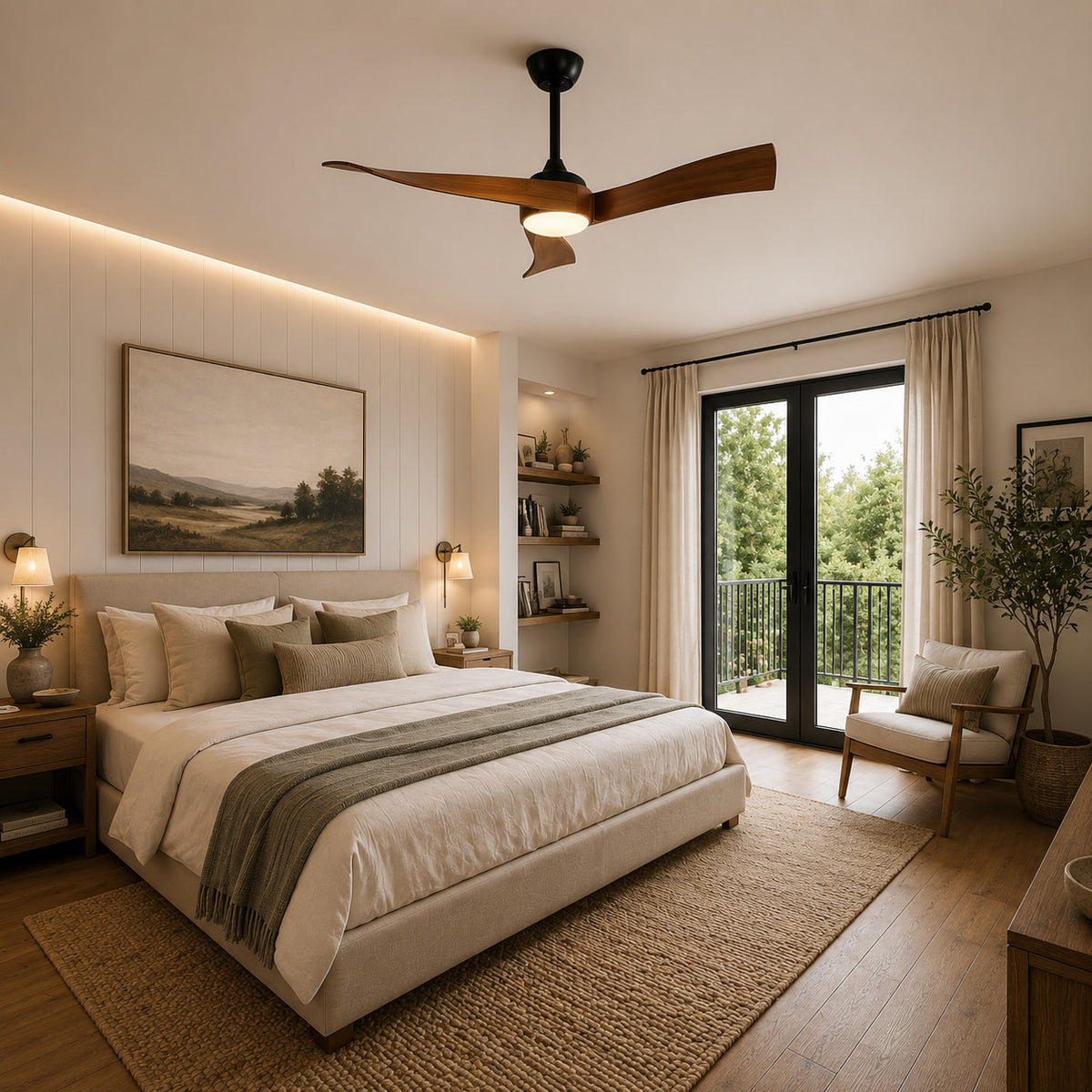 Noce | Walnut-Look Ceiling Fan With LED Light