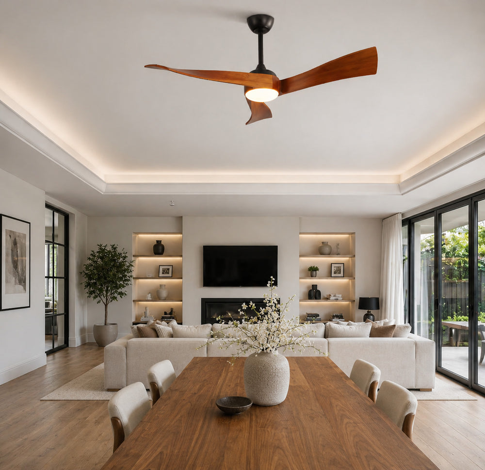 Noce | Walnut-Look Ceiling Fan With LED Light