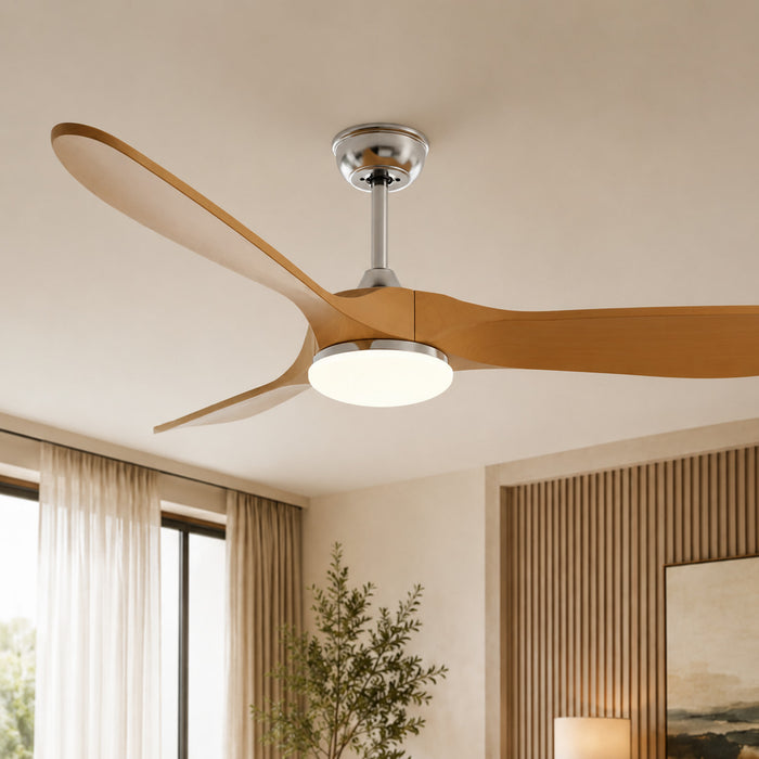 Lume | Vintage Chrome & Timber-Look Ceiling Fan 2