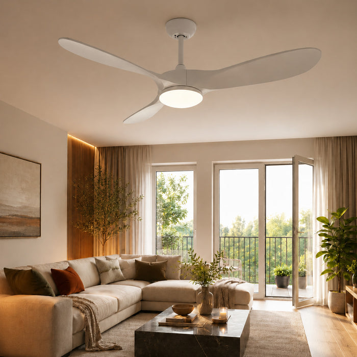 Neve | Vintage White Ceiling Fan With LED Light 2
