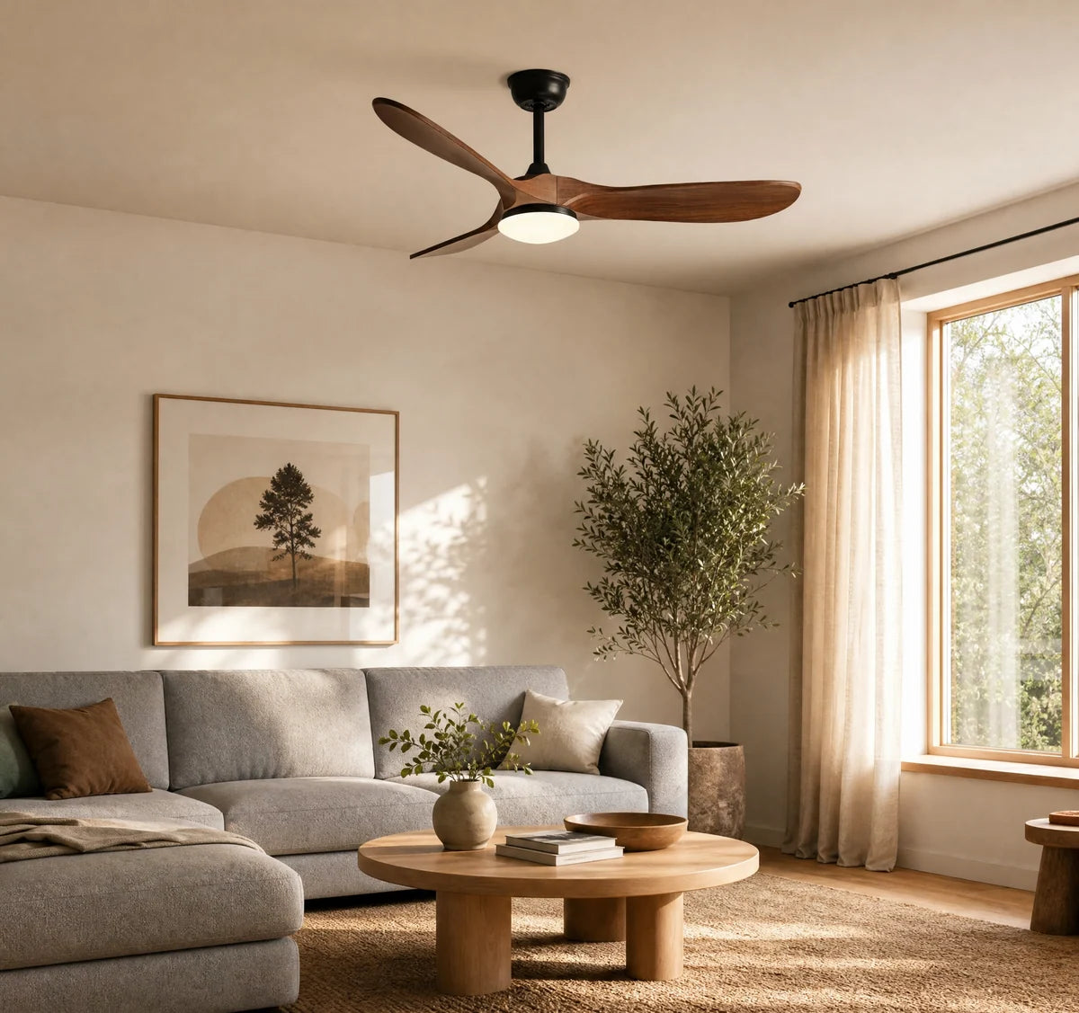 Ombra | Vintage Black & Dark Timber-Look Ceiling Fan